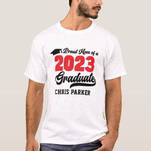 T-shirt Fière MOM d'un 2023 Graduate Modern Red Script