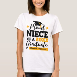 T-shirt Fière nièce d'un 2022 diplômé en or noir