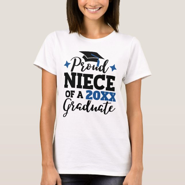T-shirt Fière nièce d'un diplômé 2022 noir bleu tassel (Devant)