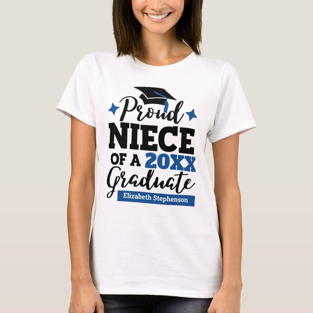 T-shirt Fière nièce d'un diplômé 2022 noir bleu tassel (Devant)