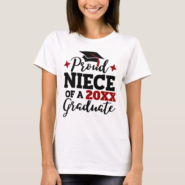 T-shirt Fière nièce d'un diplômé 2022 noir rouge tassel (Devant)