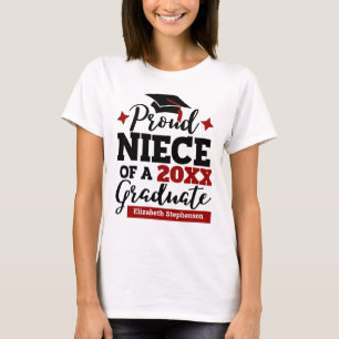 T-shirt Fière nièce d'un diplômé 2022 noir rouge tassel