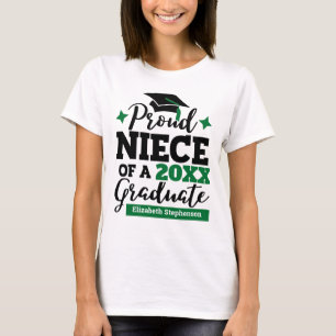 T-shirt Fière nièce d'un diplômé de 2022, noir vert goût