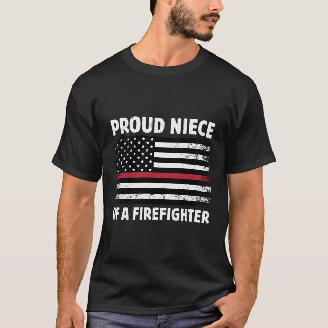 T-shirt Fière Nièce D'Une Famille De Pompiers Mince Ligne  (Devant)