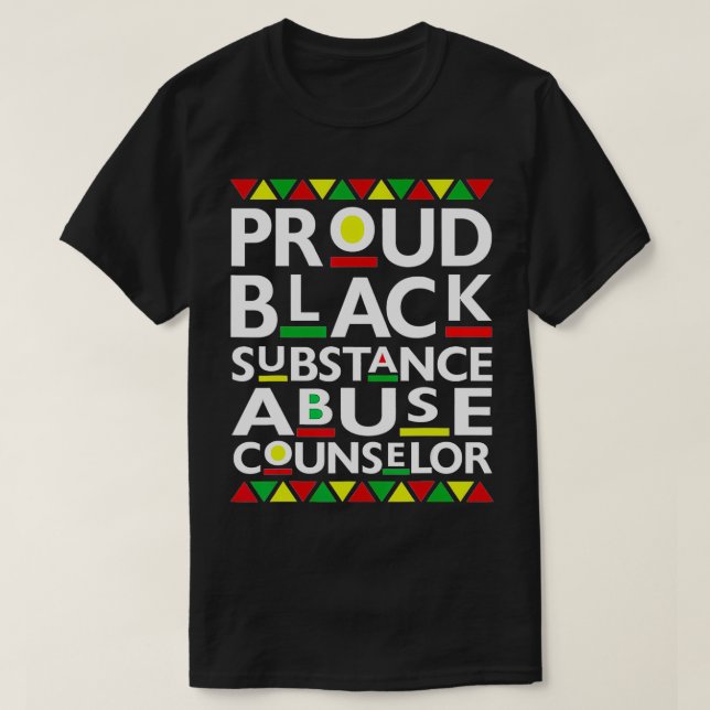 T-shirt Fière Noire Abus de Substance Conseiller Fierté (Design devant)