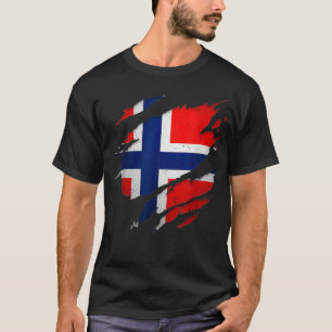 T-shirt Fière Norvégienne Norge Torn déchiré Norvège Drape