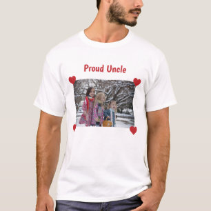 T-shirt Fière Oncle Love Coeurs Personnaliser Photo Faire
