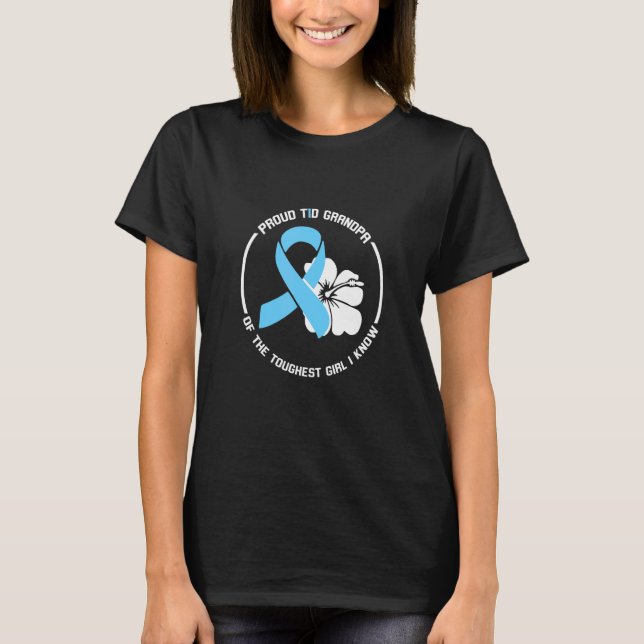 T-shirt Fière Papi T1D De La Fille La Plus Touche Que Je C (Devant)