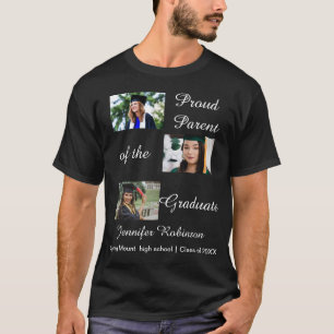 T-shirt Fière Parent du Diplômé Photos personnalisées Nom