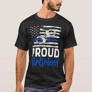 T-shirt Fière petite amie Officier de police American Flag