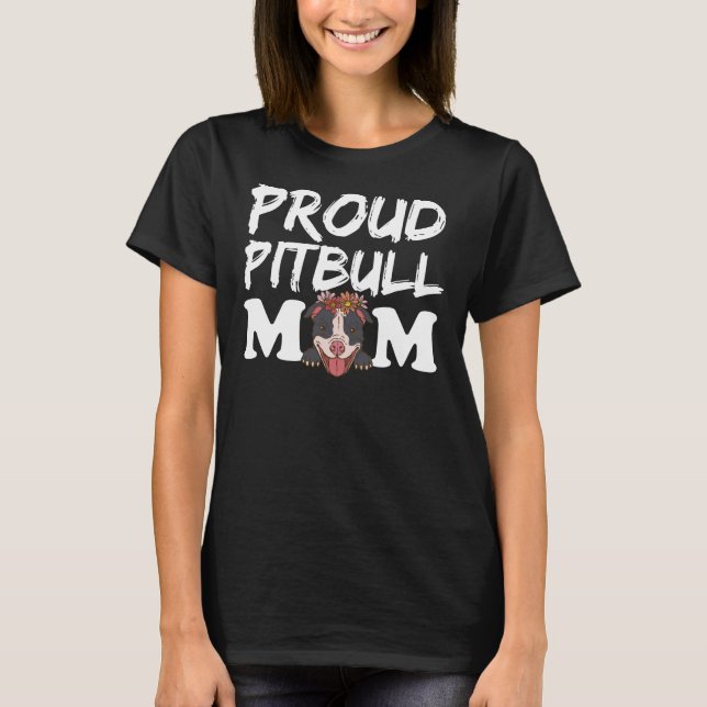 T-shirt Fière Pitbull Maman Funny Pit Bull Maman Relaxée F (Devant)