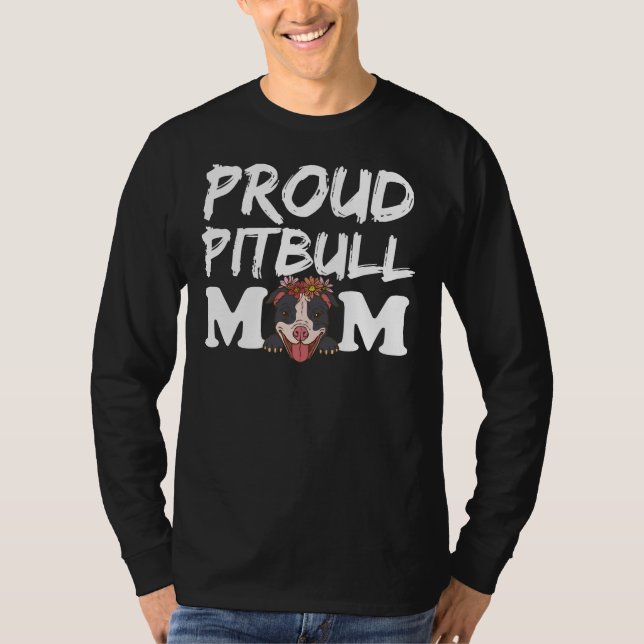 T-shirt Fière Pitbull Maman Funny Pit Bull Maman Relaxée F (Devant)