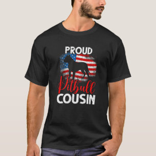 T-shirt Fière Pitbull Vintage Cousine Drapeau Américain