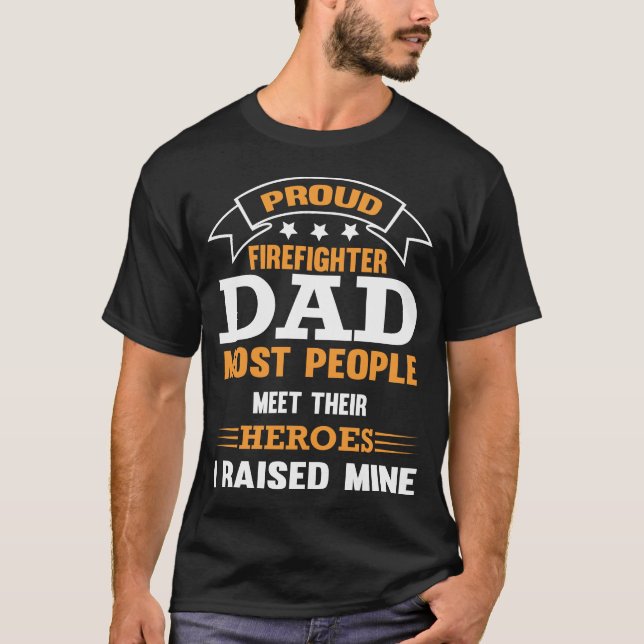 T-shirt Fière pompier papa héros (Devant)