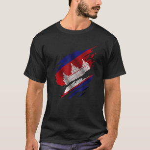 T-shirt Fière racine cambodgienne arrachée drapeau cambodg