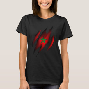 T-shirt Fière racine marocaine arrachée drapeau marocain