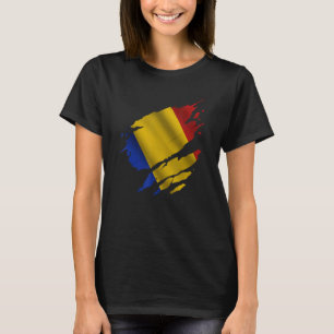 T-shirt Fière racine roumaine arrachée drapeau roumain