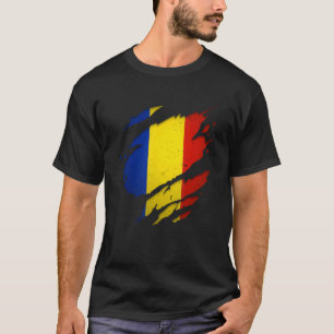 T-shirt Fière Roumanie déchiré drapeau roumain