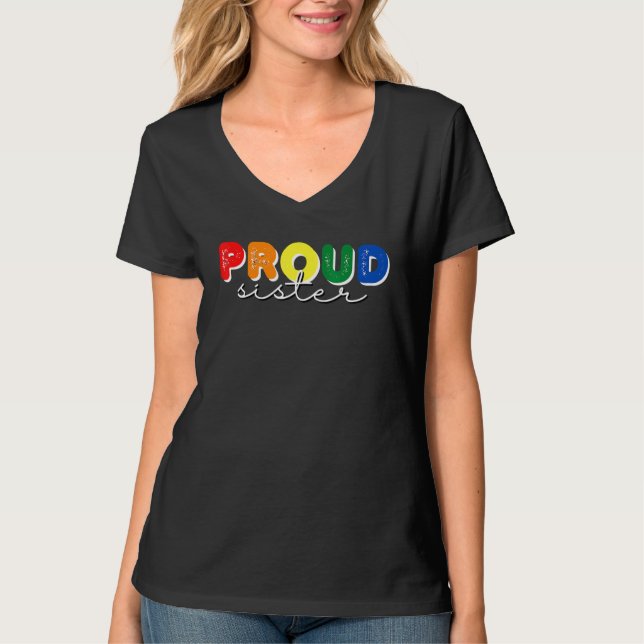 T-shirt Fière Soeur Arc-en-ciel Fierté Mois Amour Support  (Devant)