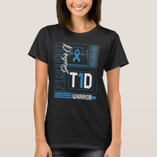T-shirt Fière Soeur Du T1D Guerrier Ribbon Prix Du Diabète