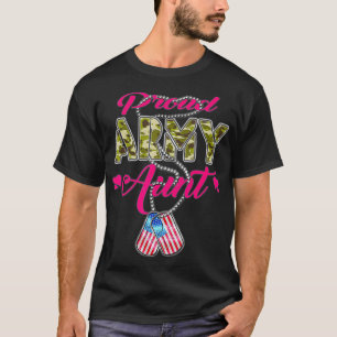 T-shirt Fière Tante Armée Camo US Drapeau Chien Tags Fiert