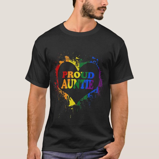 T-shirt Fière tante LGBT Gay Pride Drapeau de coeur - Mère (Devant)