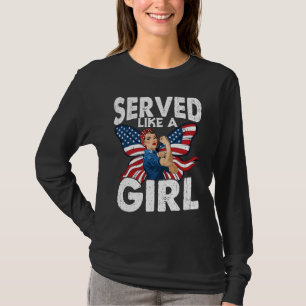 T-shirt Fière vétérane féminine a servi comme une fille mi