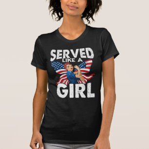 T-shirt Fière vétérane féminine a servi comme une fille mi