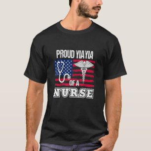 T-shirt Fière Yiayia d'infirmière Drapeau américain Mère a
