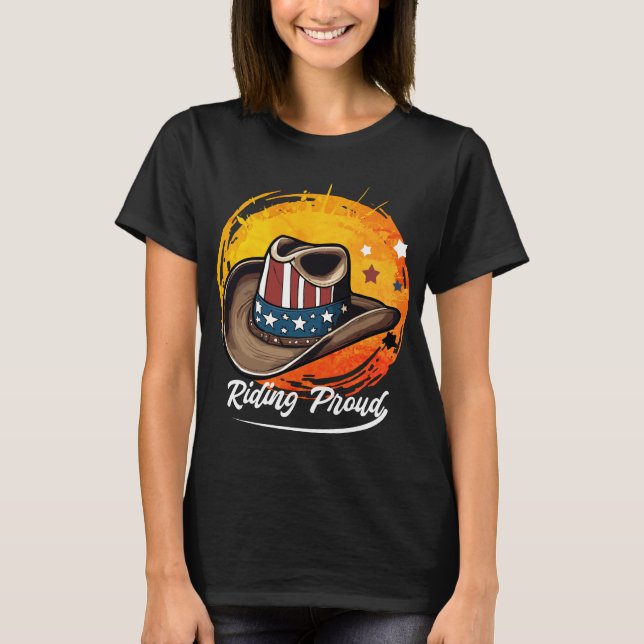 T-shirt Fièrement à cheval Patriotique (Devant)