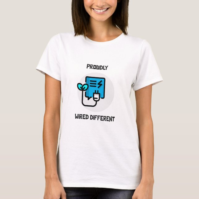 T-shirt Fièrement connecté différent - tee de la neurodive (Devant)