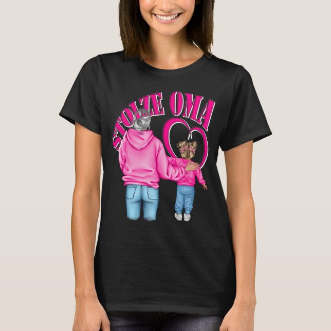 T-shirt fièrement grand-mère-petite-fille coeur (Devant)