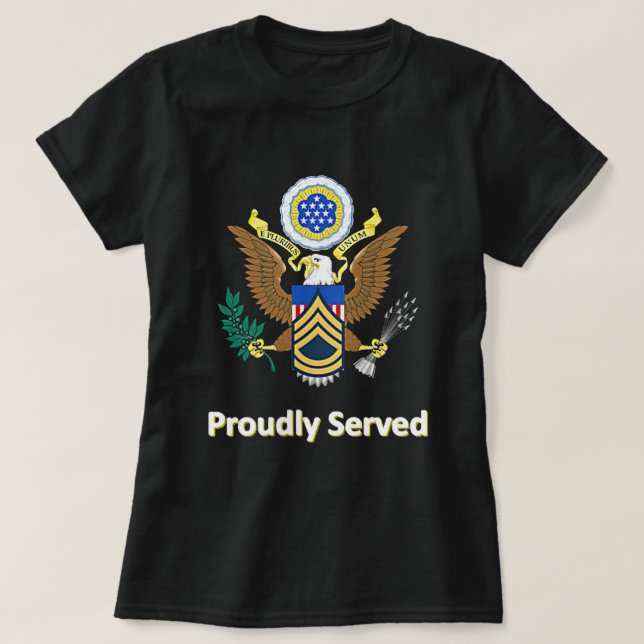 T-shirt Fièrement servi SFC de l'armée retraitée (Design devant)