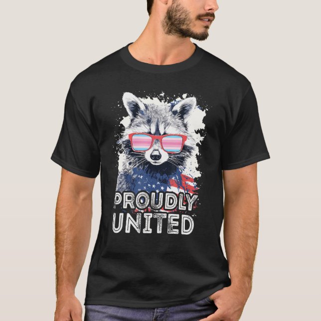 T-shirt Fièrement United Raccoon Transfeminine Lunettes de (Devant)