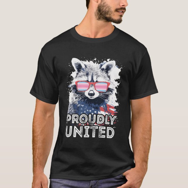 T-shirt Fièrement United Raccoon Transfeminine Lunettes de (Devant)