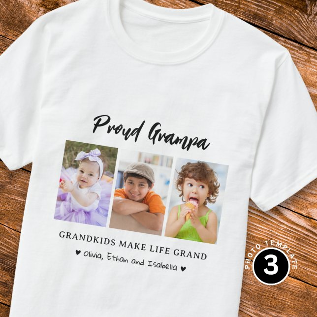 T-shirt Fiers Grampa Grandkids Make life Grand 3 Photo (Créateur téléchargé)