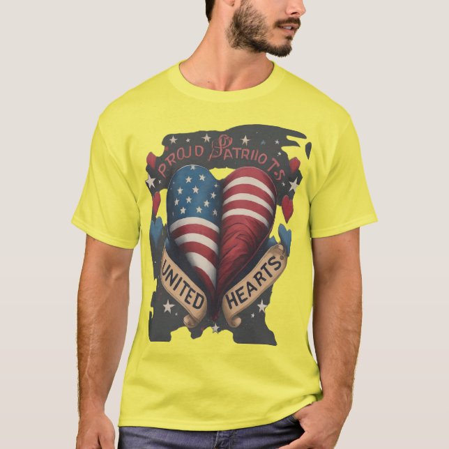 T-shirt Fiers patriotes Coeurs unis (Devant)