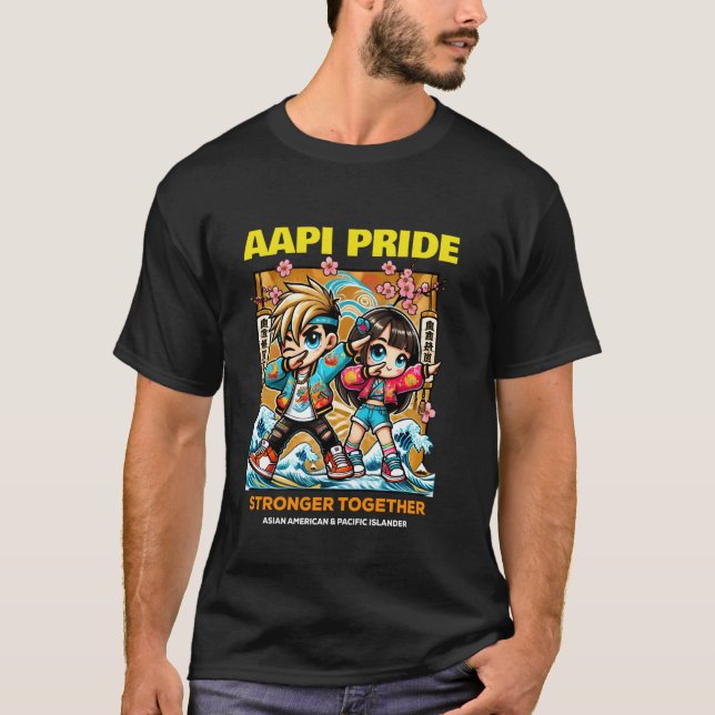 T-shirt Fierté AAPI Plus forts ensemble - Anime pour garço (Devant)