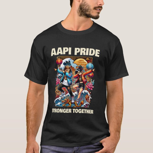 T-shirt Fierté AAPI Plus Forts Ensemble - Anime pour Garço (Devant)