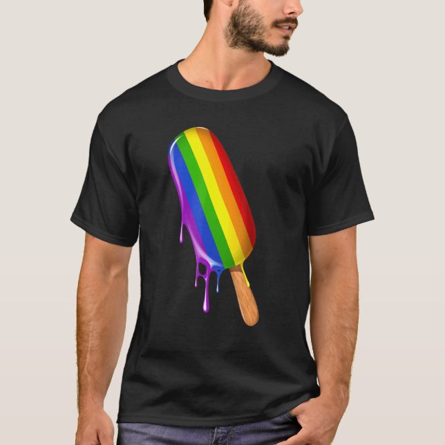 T-shirt Fierté Ally Crème de glace Rainbow drapeau gay Les (Devant)