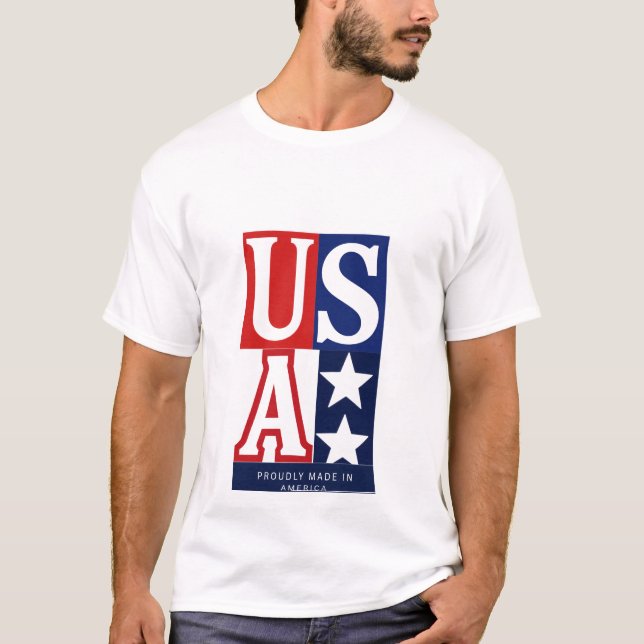 T-shirt Fierté Américaine : Graphisme Fabriqué avec Fierté (Devant)