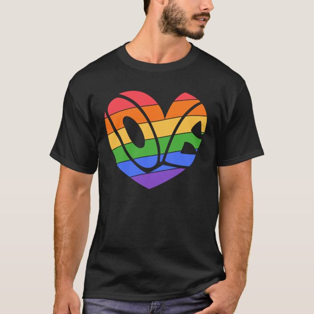 T-shirt Fierté Amour Gay Arc-en-ciel LGBTQ (Devant)