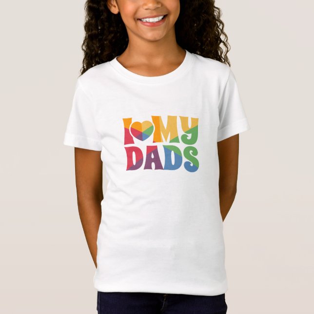 T-Shirt Fierté arc-en-ciel LGBTQ J'aime mes papas (Devant)