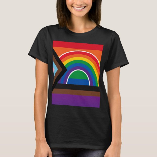 T-shirt Fierté Arc-en-ciel Noir  (Devant)
