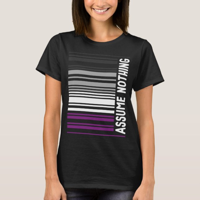 T-shirt Fierté Asexuelle Fière Ace Code-Barre Ne Suppose R (Devant)