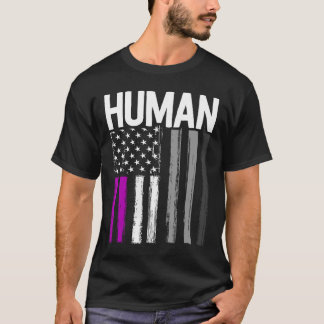 T-shirt Fierté assexuée humaine drapeau américain arc-en-c