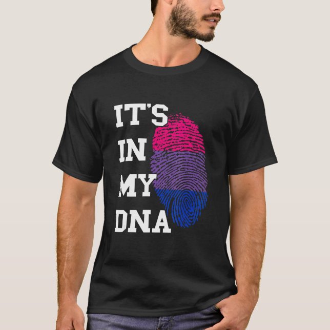 T-shirt Fierté bisexuelle empreinte ADN drapeau bisexuel B (Devant)