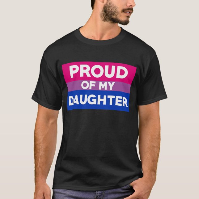 T-shirt Fierté Bisexuelle Fier De Ma Fille Maman Et Papa (Devant)