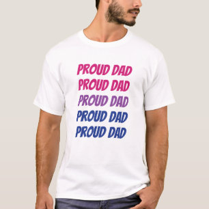 T-shirt Fierté bisexuelle LGBTQ Fier papa Texte répétitif