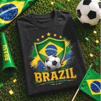 T-shirt Fierté brésilienne Football Brasil Soccer Fan
